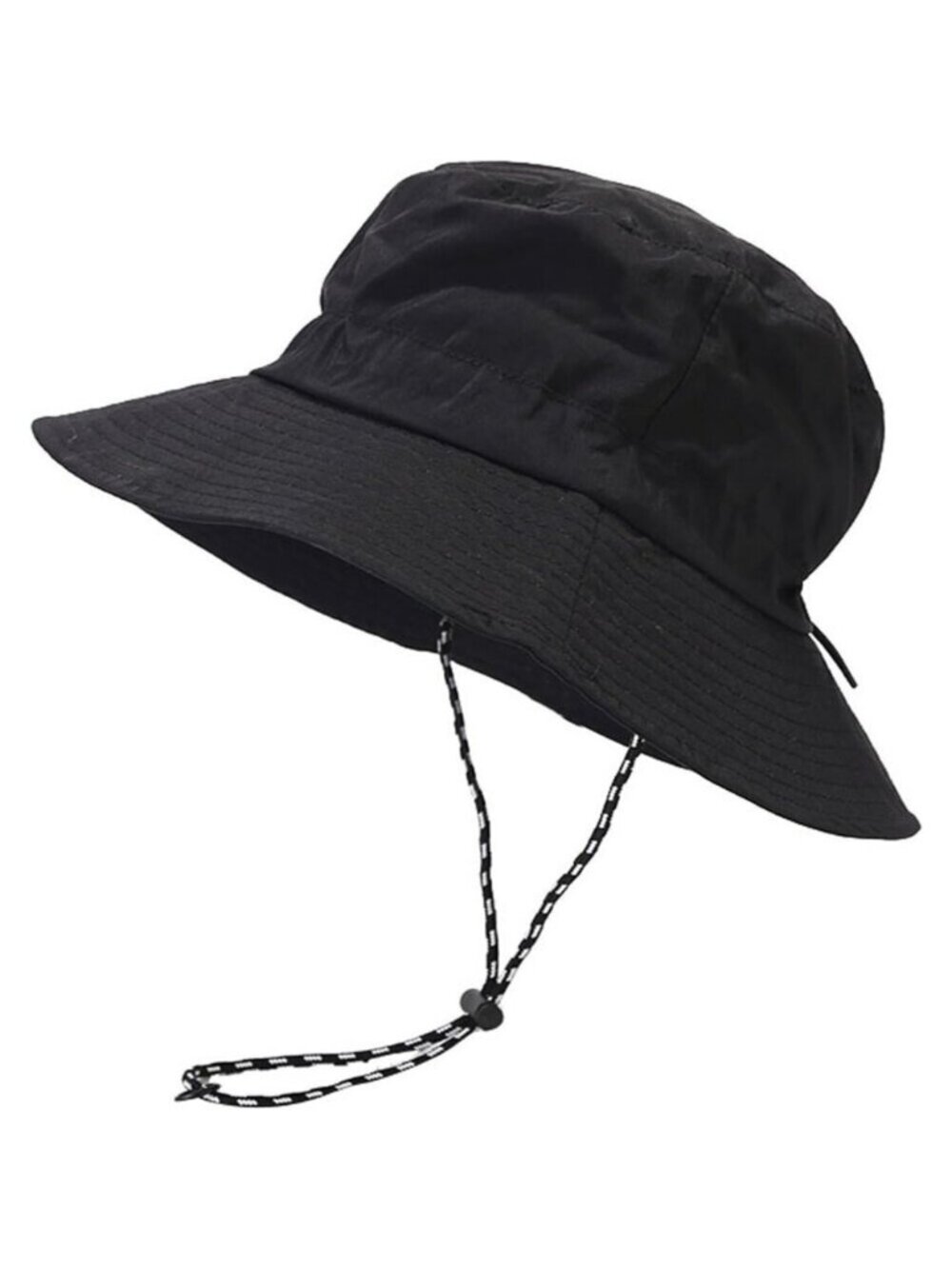 Unisex Black Wide Brim Water-resistant With Chin Strap Classic Bucket Sun Hat